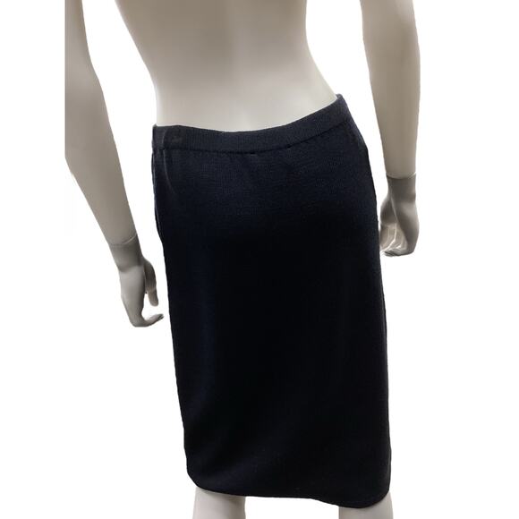 St.John Women’s Skirt Size 10 Fine Knit Knee Length Side Pockets Navy Blue - Picture 3 of 4